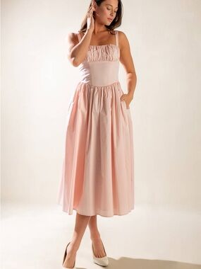 Midi Dress in Soft Blush Pink
